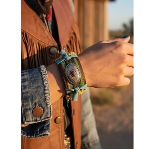 Handmade Upcycled Western Boho Concho Bracelet